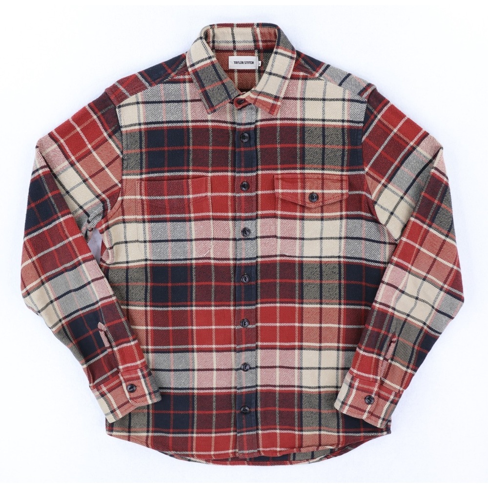 Taylor Stitch Crater Heavy Flannel Shirt Mens Size 40 M Plaid Organic Cotton